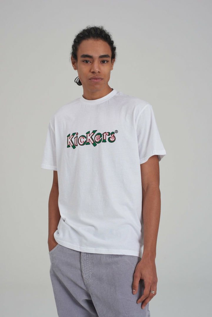 Men'S * | The Ragged Priest Men'S Kickers Classics White Print And Embroidery Tee