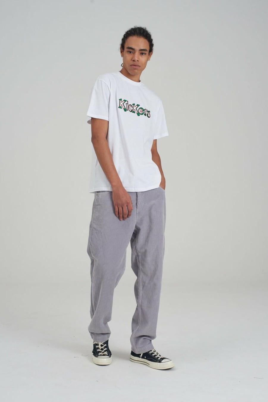 Men'S * | The Ragged Priest Men'S Kickers Classics White Print And Embroidery Tee