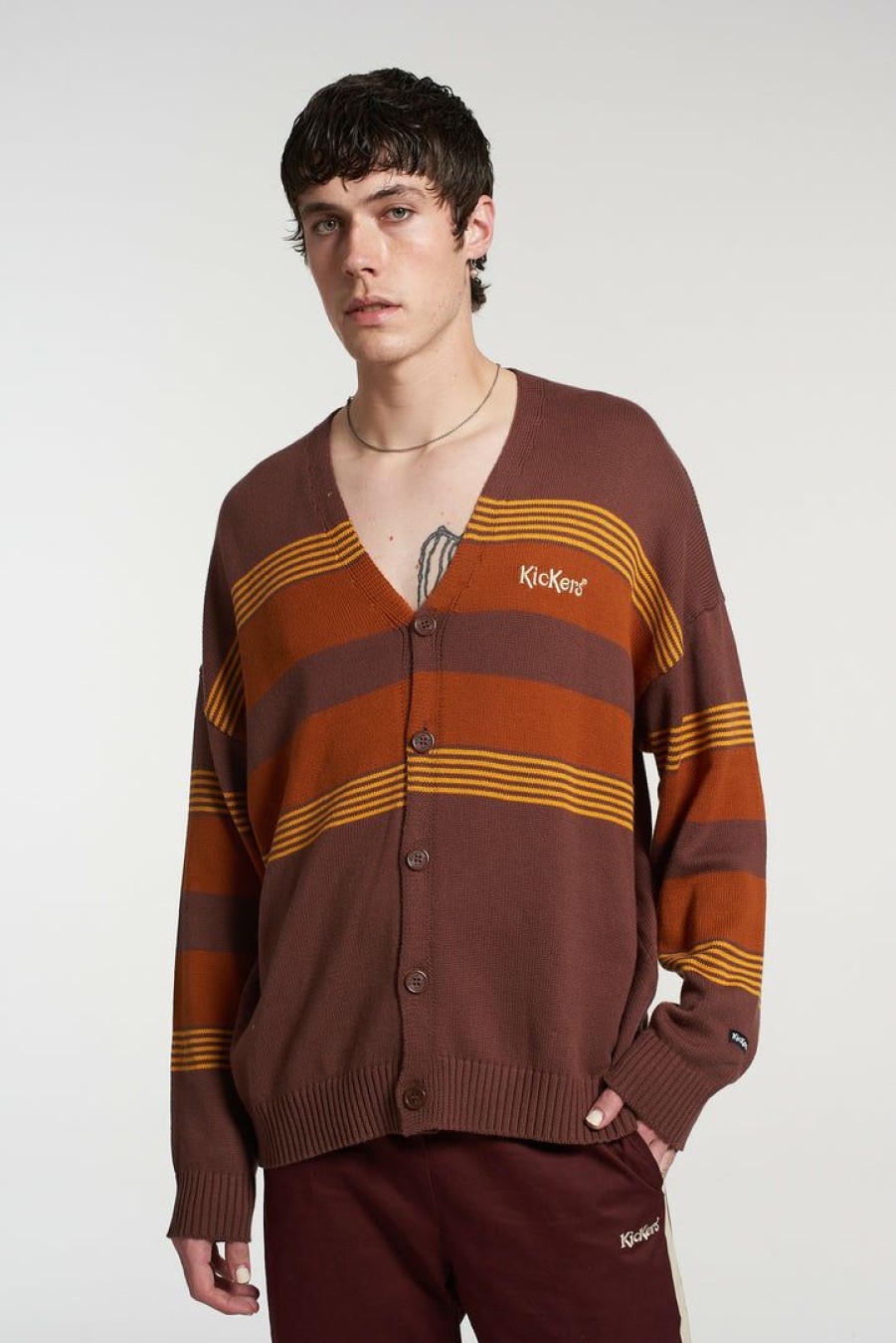 Men'S * | The Ragged Priest Kickers Classics Brown Cardigan New Arrivals