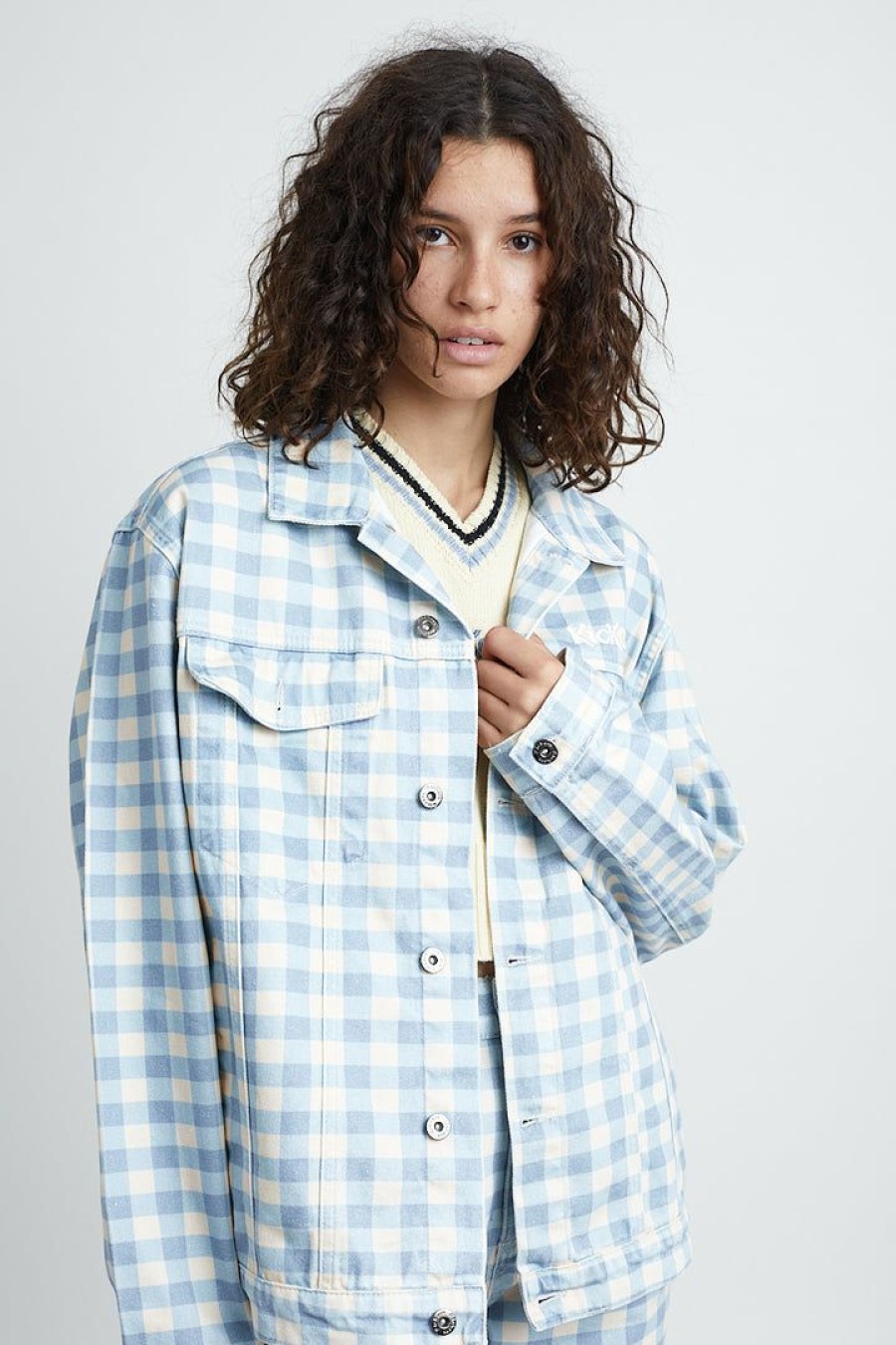 Women'S * | The Ragged Priest Kickers Classics Gingham Denim Jacket Women'S