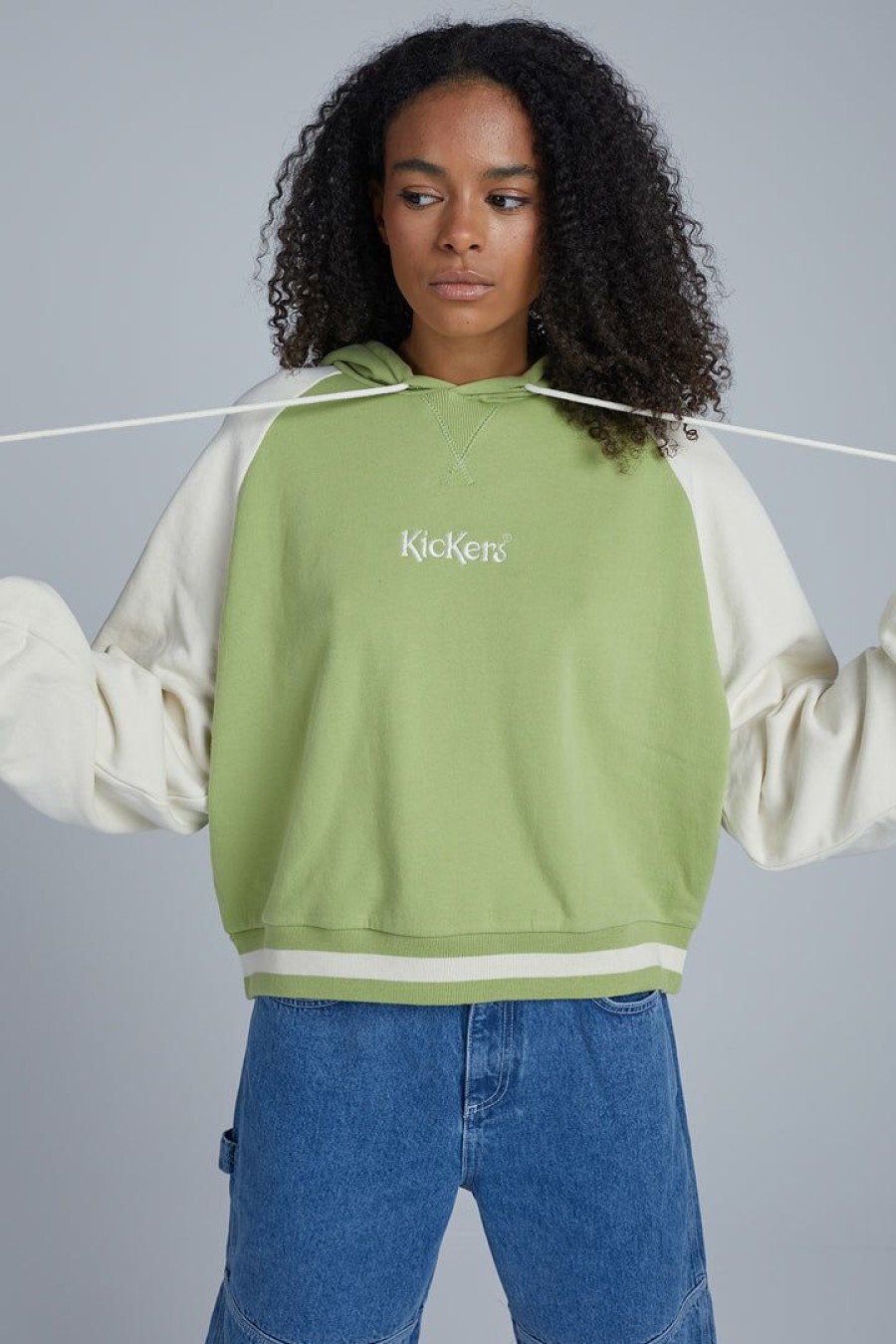 Women'S * | The Ragged Priest Kickers Classics Green Raglan Hoodie