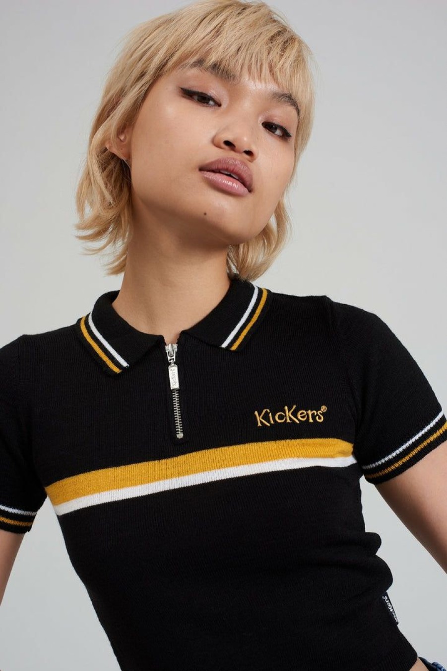 Women'S * | The Ragged Priest Women'S Kickers Classics Black Polo Top