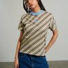 Women'S * | The Ragged Priest New Arrivals Kickers Classics Diagonal Stripe Short Sleeve Tee