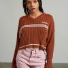 Women'S * | The Ragged Priest Kickers Classics Rust Cropped Knit New Arrivals