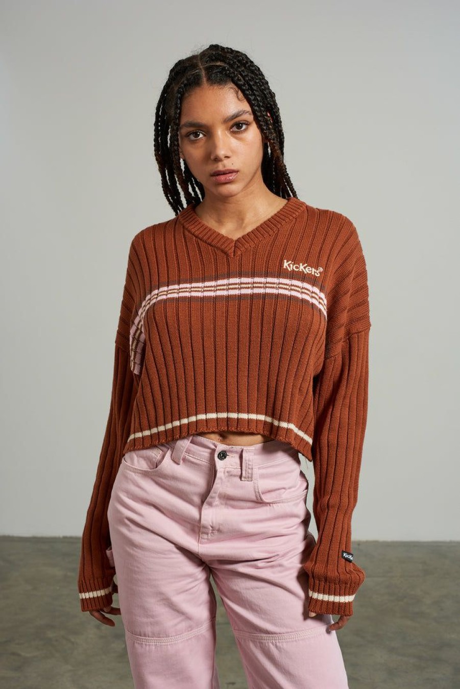 Women'S * | The Ragged Priest Kickers Classics Rust Cropped Knit New Arrivals