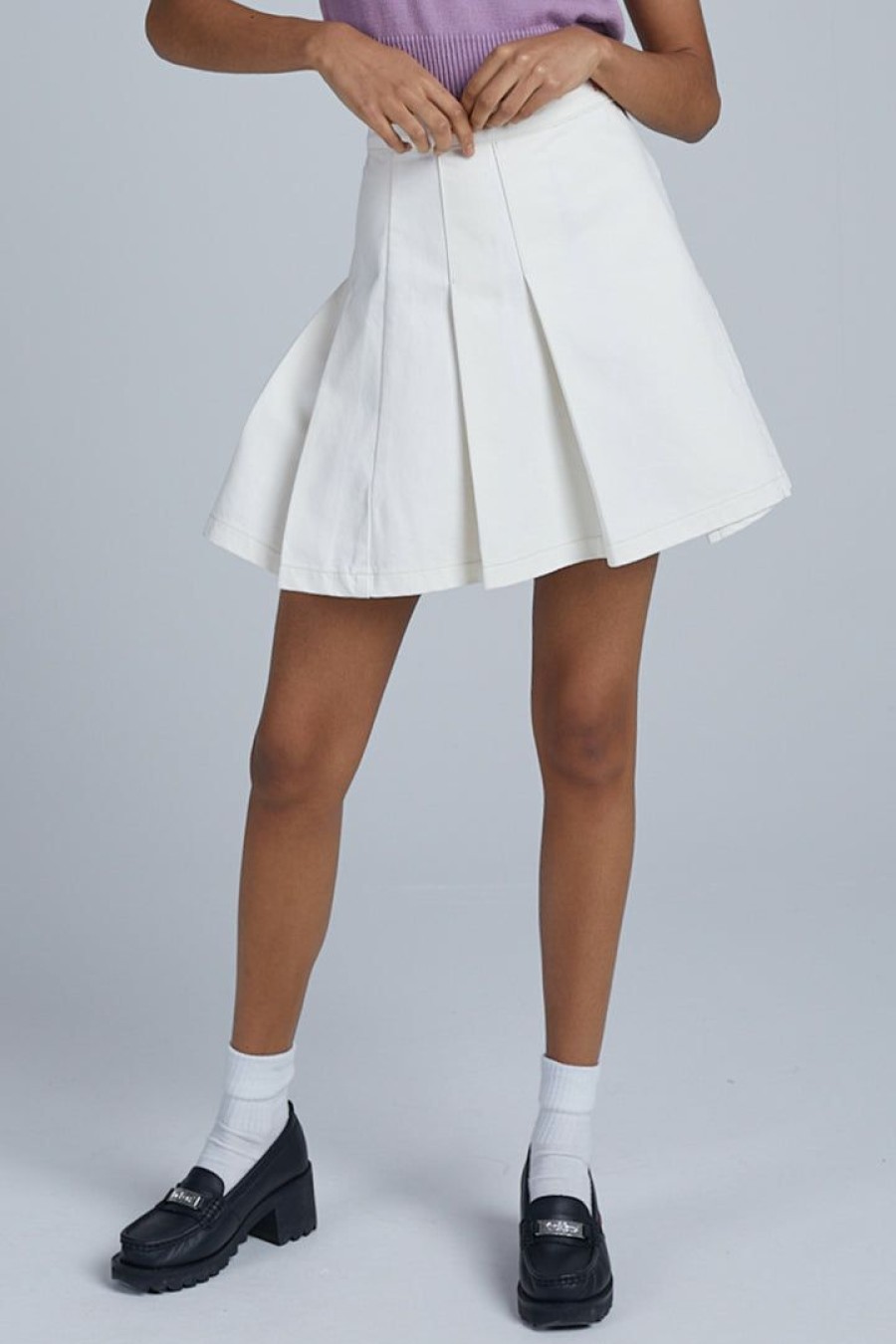 Kickers * | The Ragged Priest Kickers Classics Beige Denim Tennis Skirt