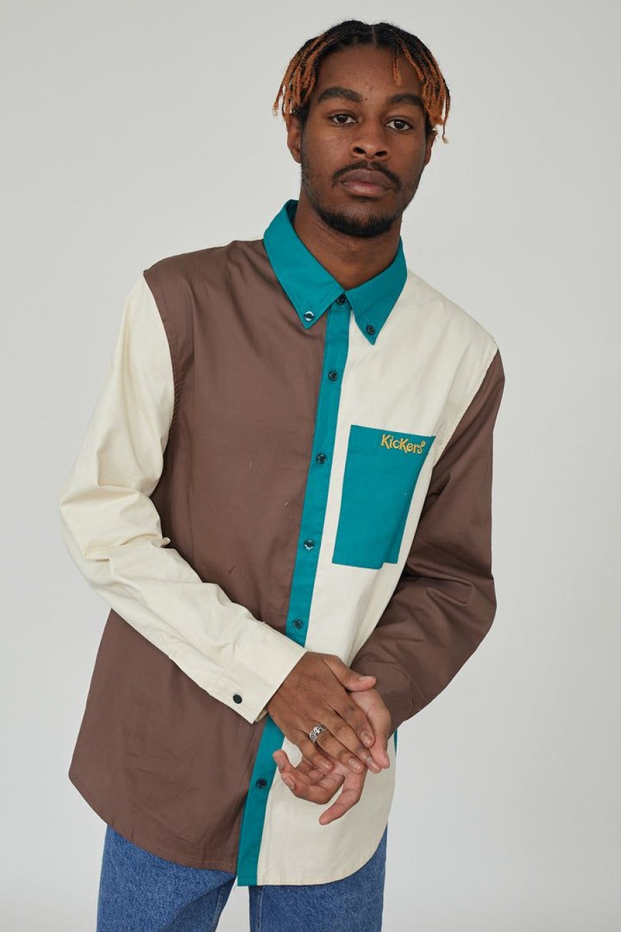 Men'S * | The Ragged Priest Kickers Classics Brown & Green Twill Shirt Men'S