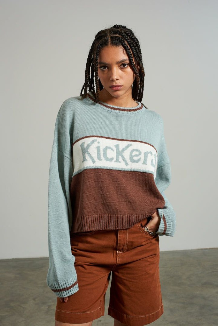 Women'S * | The Ragged Priest Kickers Classic Blue & Brown Logo Sweat New Arrivals