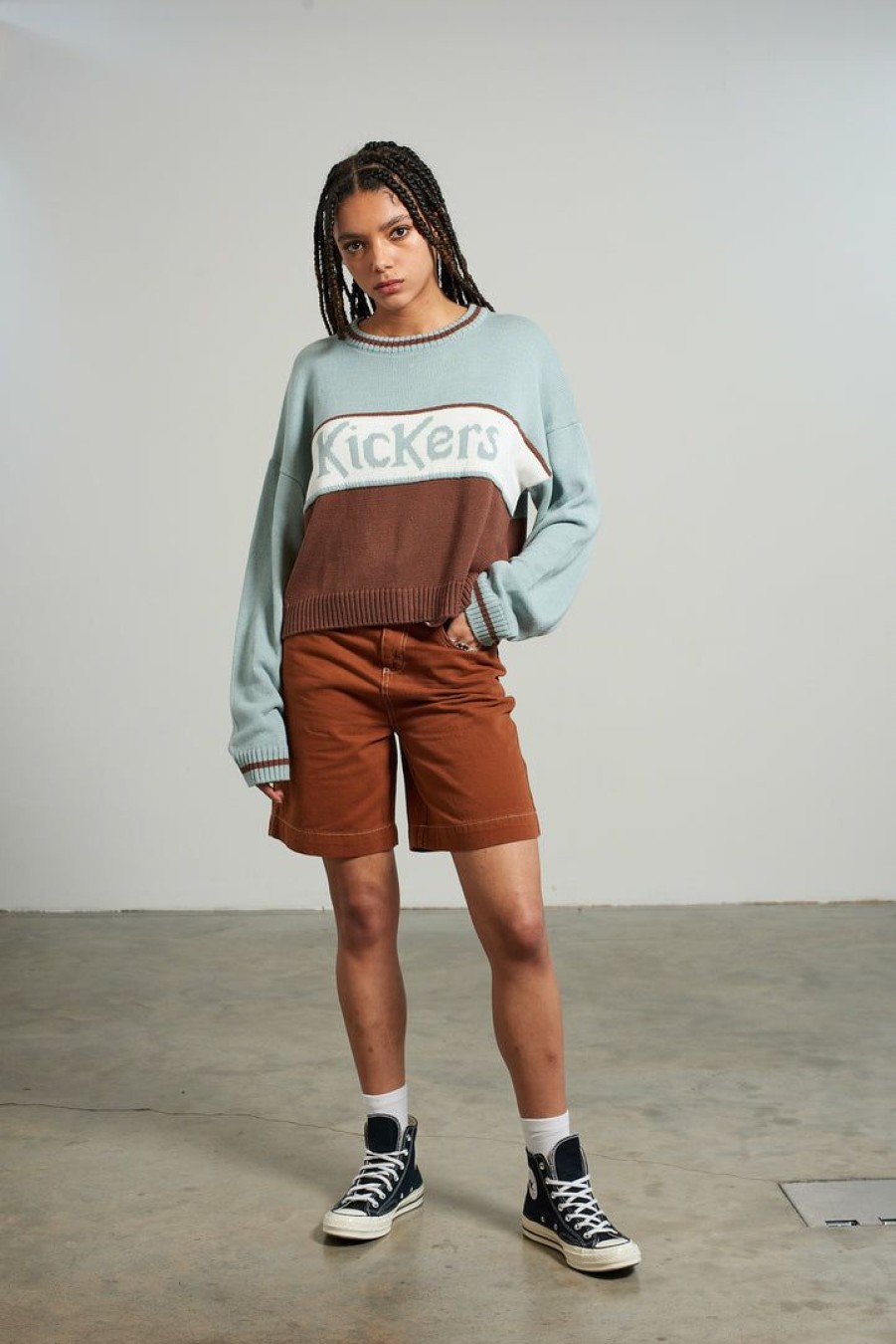 Women'S * | The Ragged Priest Kickers Classic Blue & Brown Logo Sweat New Arrivals