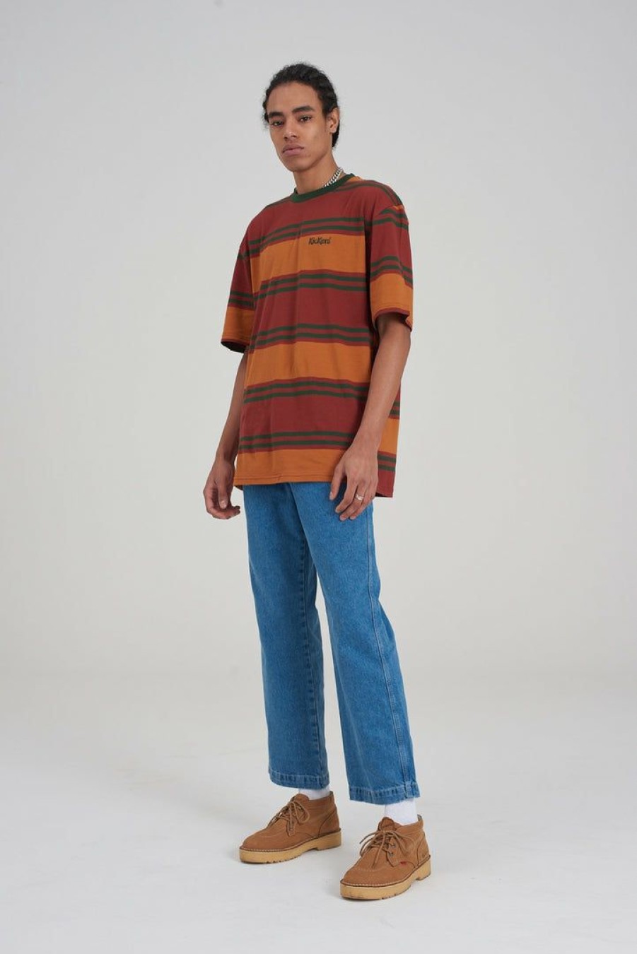 Men'S * | The Ragged Priest Kickers Classics Brown & Green Stripe Tee