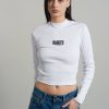 Women'S * | The Ragged Priest Ragged White Ribbed Long Sleeve Tee