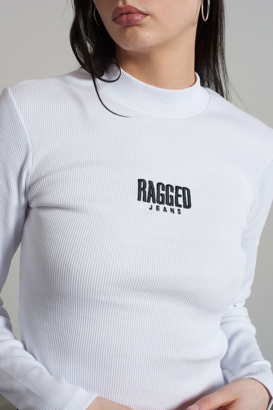 Women'S * | The Ragged Priest Ragged White Ribbed Long Sleeve Tee